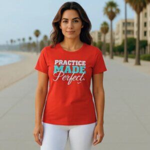 Nike Women’s Dri-Fit Cotton Tee Red Practice Made Perfect T-Shirt XL